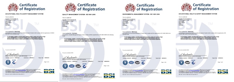 QA Safety Enviro Certifications 2011