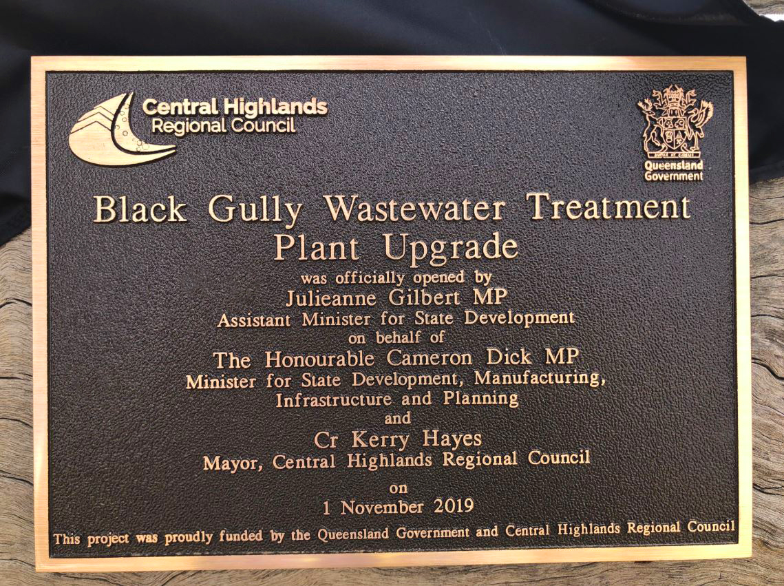 1 Central Highland Regional Council Black Gully WWTP Plaque 